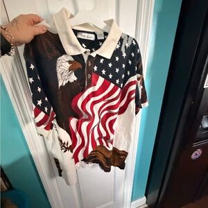 American Flag and Eagle Men's Polo Shirt